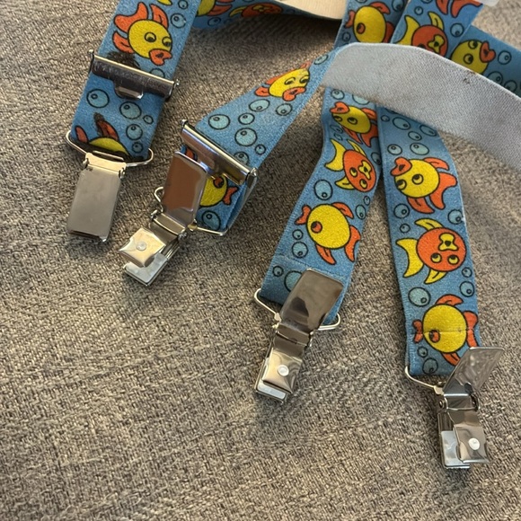kids suspenders adjustable fish pattern blue - Picture 2 of 2